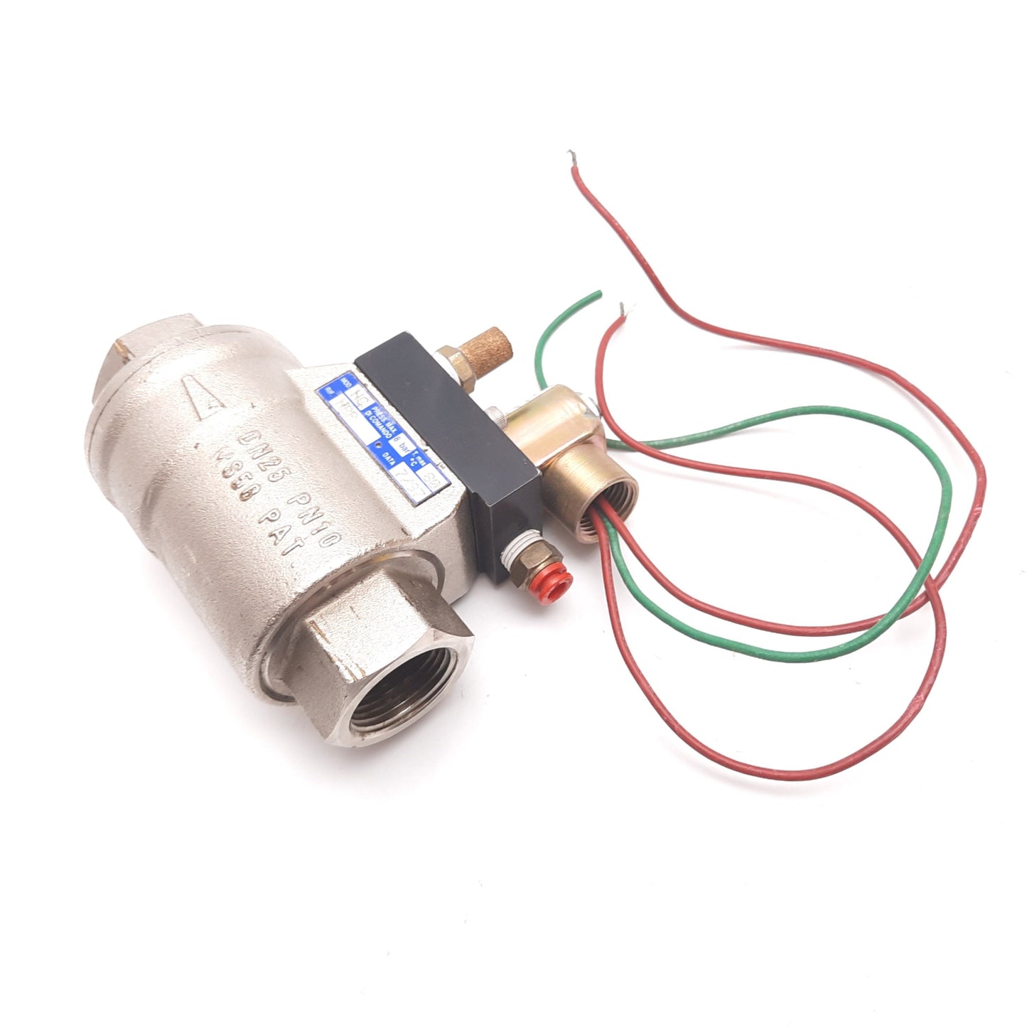 Used Omal VNC10006 Pneumatic NC Axial Flow Valve, 1" DN25, 8 bar Max, With Solenoid