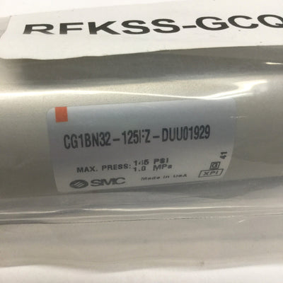 New SMC CG1BN32-125FZ Pneumatic Cylinder 32mm Bore, 125mm Stroke, Double-Acting