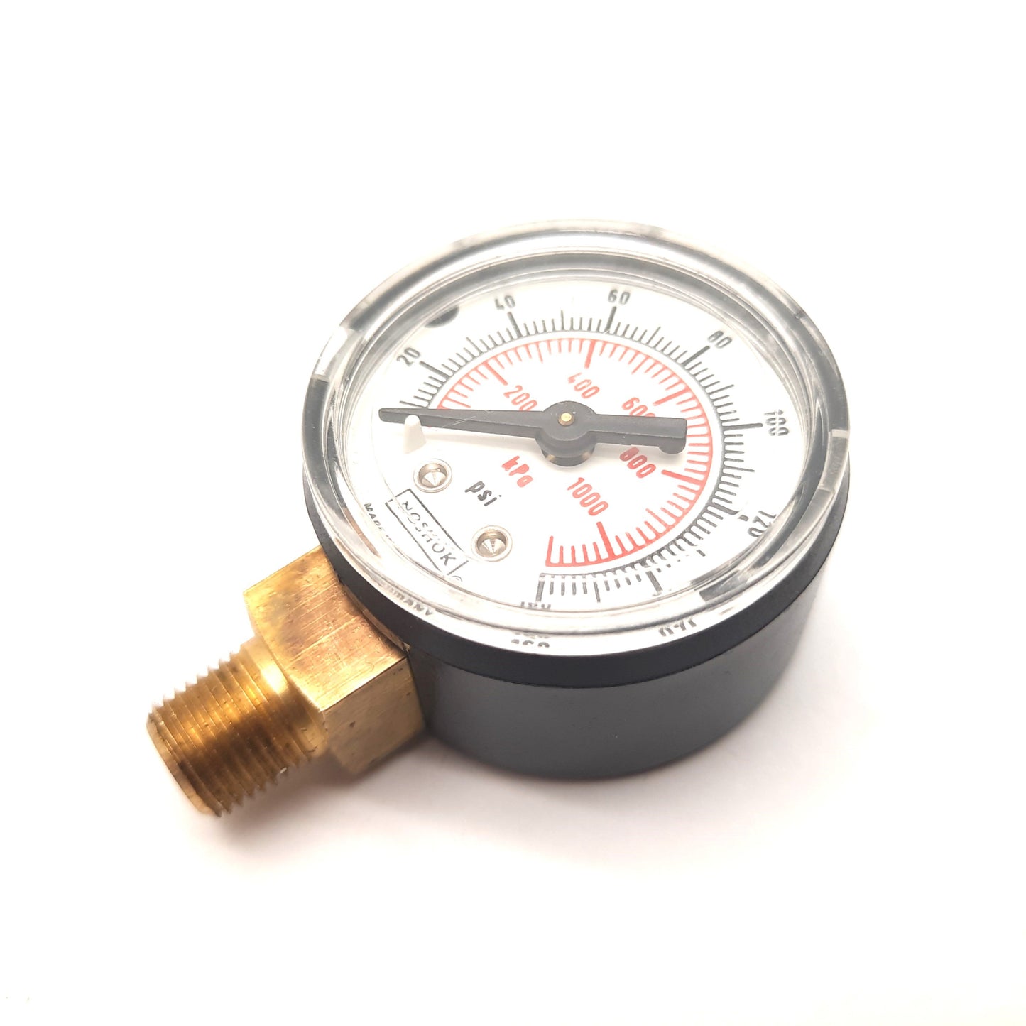Used Noshok 15-100-160-PSI/kPa Pressure Gauge 160 PSI Bottom Mount 1/8 NPT OD: 1.5"
