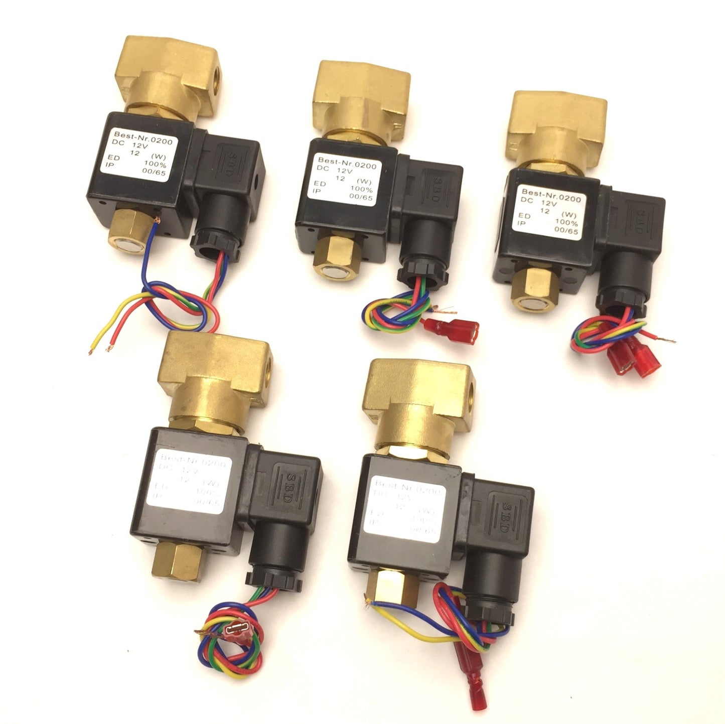 Used Lot of 5 U.S. Solid Nr.0200 Brass Solenoid Solenoid Valve, Voltage 12VDC 1/4"NPT