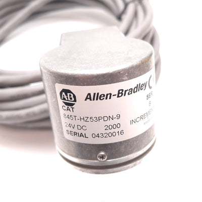 Used Allen Bradley 845T-HZ53PDN-9 Incremental Encoder, 2000PPR, 24VDC, 3/8" Dia, 9m
