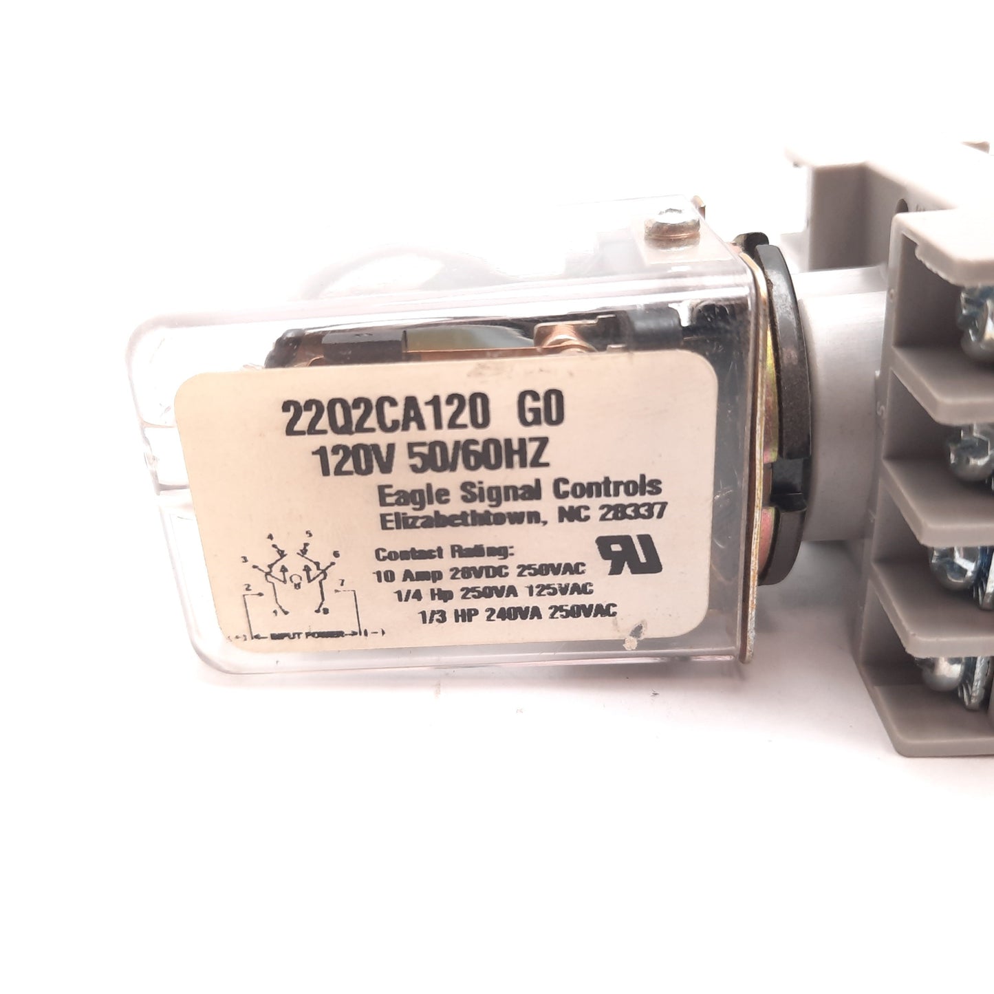 Used Eagle Signal Controls 22Q2CA120 Relay, DPDT, Coil: 120VAC, 10A 28VDC 250VAC