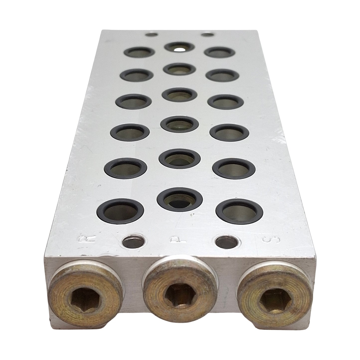 Used Festo PRS-1/8-6 B Valve Manifold Block, 6-Slots, Ports: G3/8, With O-Rings