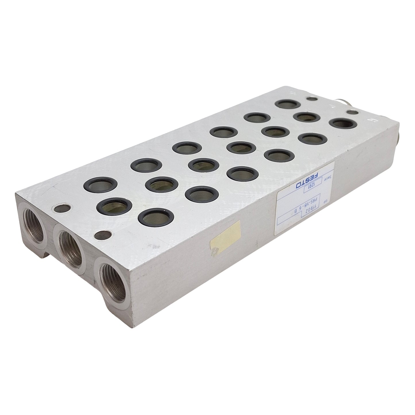 Used Festo PRS-1/8-6 B Valve Manifold Block, 6-Slots, Ports: G3/8, With O-Rings