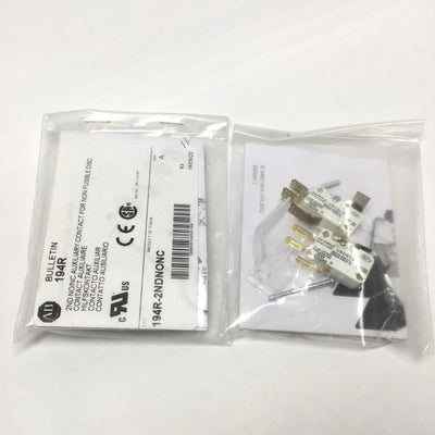New Lot of 2 Allen Bradley 194R-2NDNONC Disconnect Switch Auxiliary Contacts 2NO-2NC