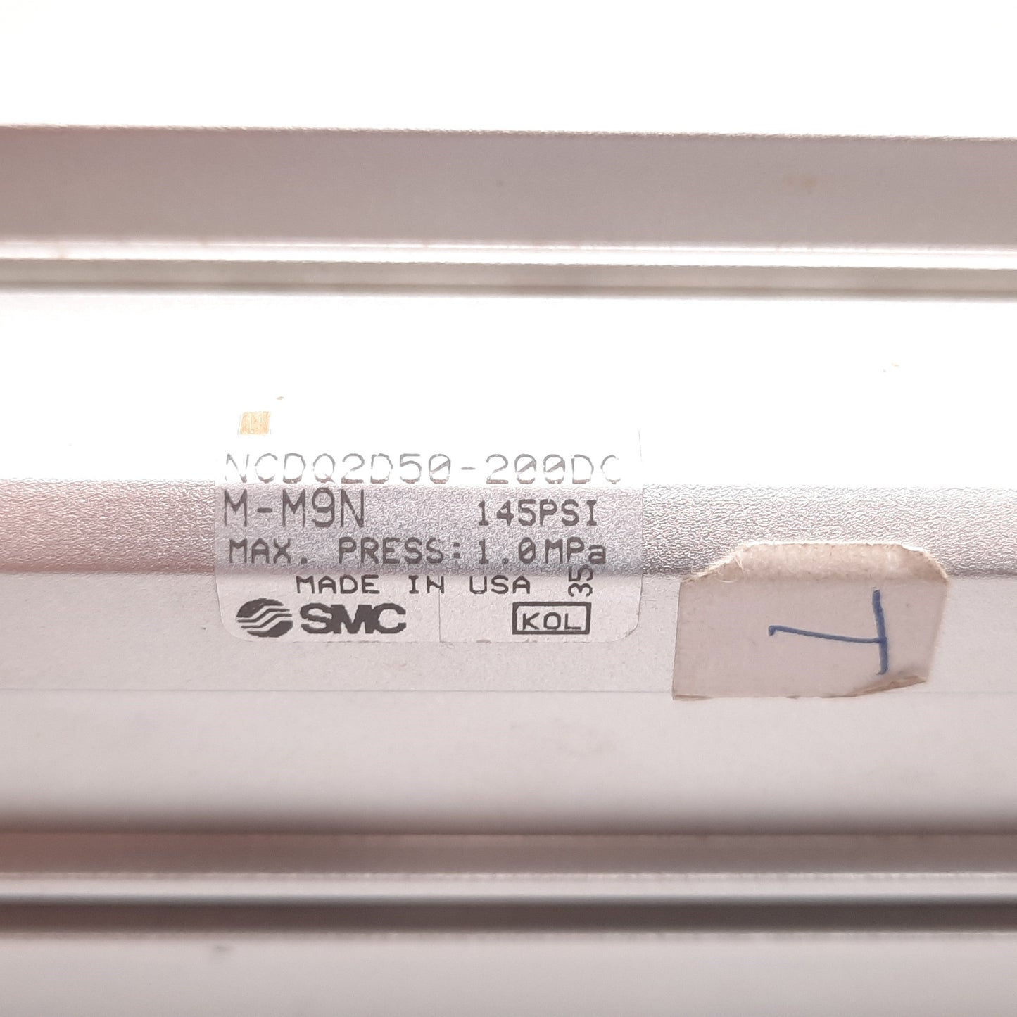 Used SMC NCDQ2D50-200DCM-M9N Pneumatic Cylinder, Bore: 50mm, Stroke: 200mm, 1/4" NPT