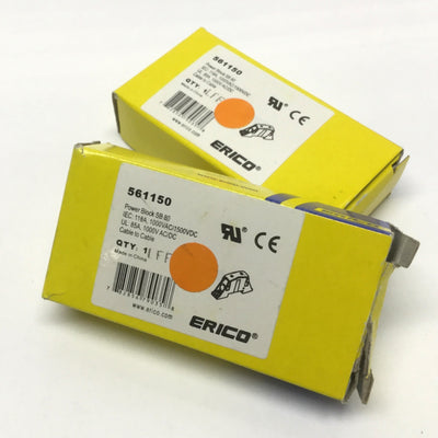 New Lot of 2 Erico 561150 SB80 nVent ERIFLEX Power Block, DIN Mount, 110A, 100VAC