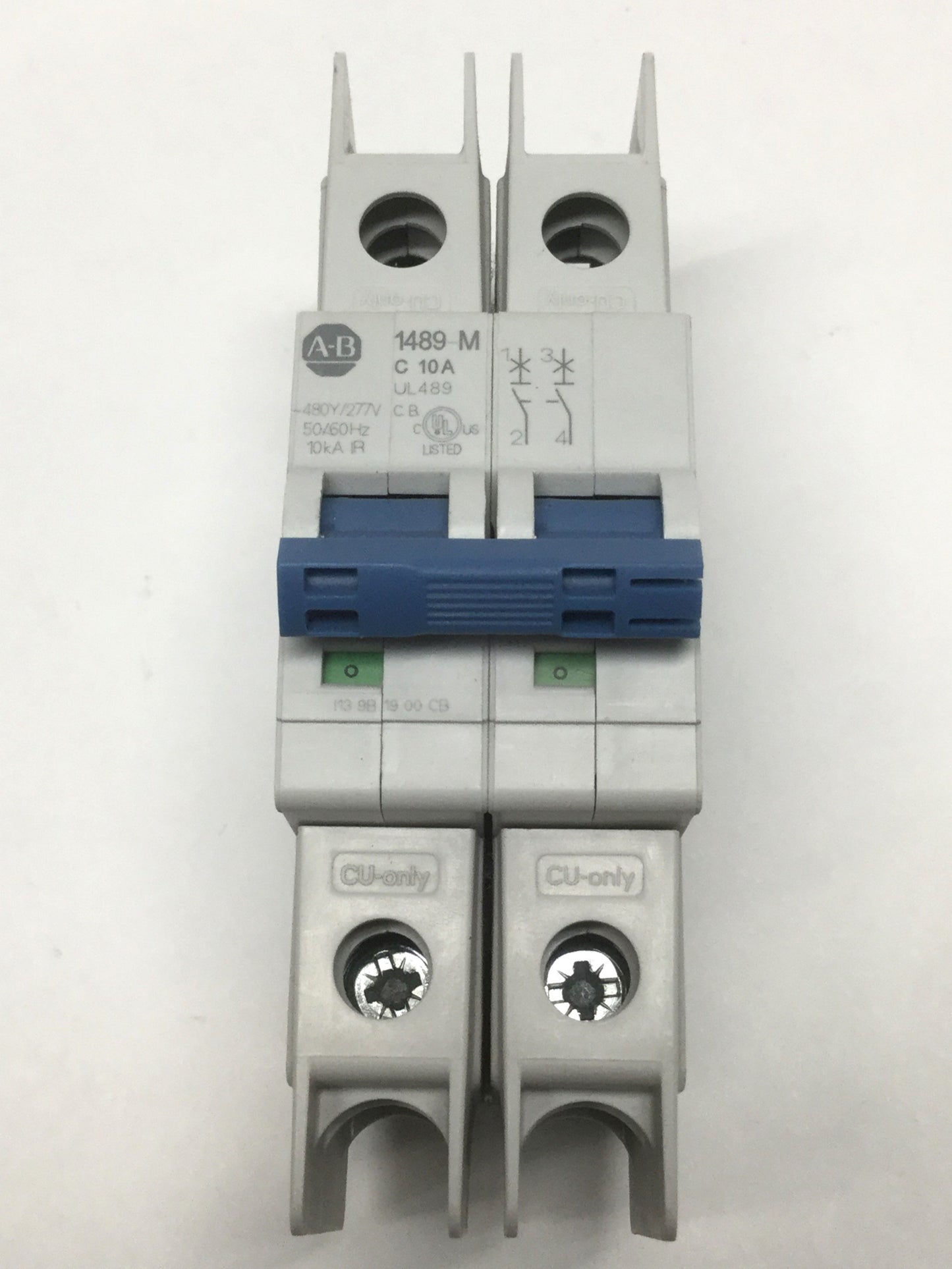 Used Allen Bradley 1489-M2C100 Circuit Breaker, 2-Pole, C-Curve, 480Y/277VAC 10A