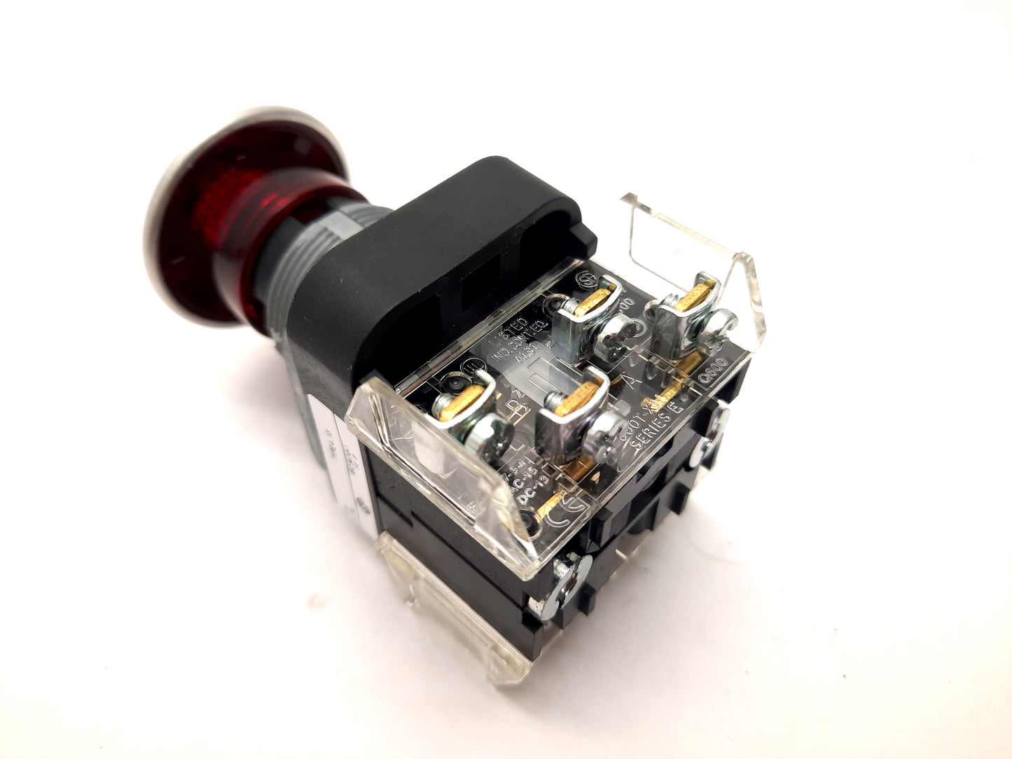 Used Allen-Bradley 800T-FXQH24RA1 LED Illuminated E-Stop 1 N.O. 1 N.C.L.B. 120V AC DC