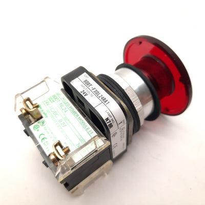 Used Allen-Bradley 800T-FXQL24RA1 LED Illuminated E-Stop 1 N.O. 1 N.C 24V AC DC