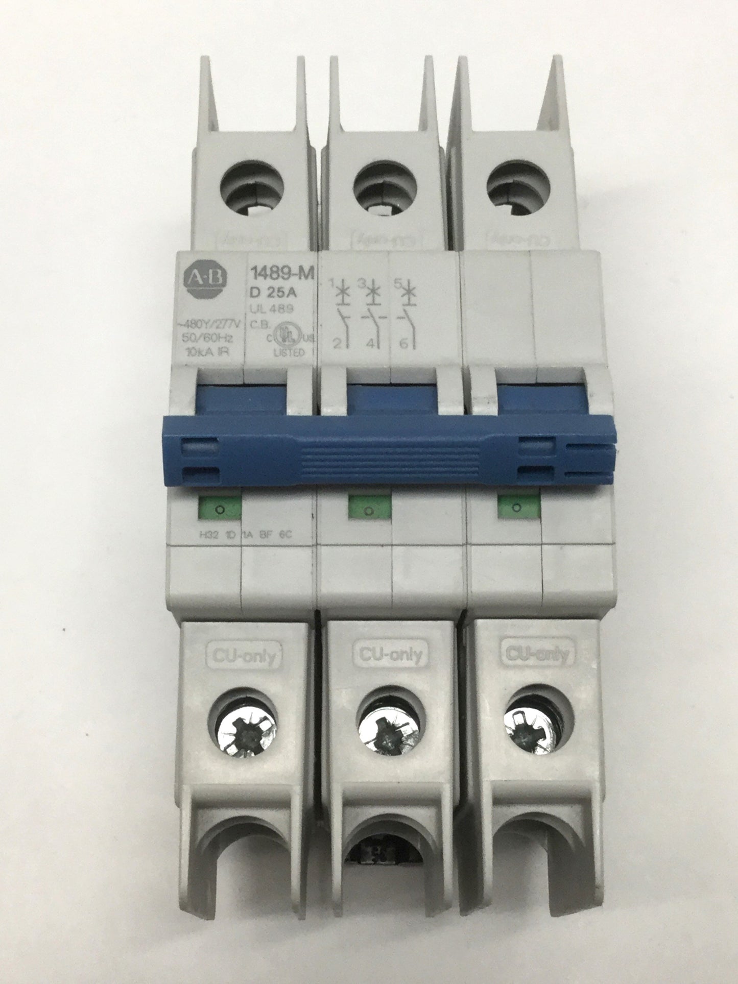 Used Allen Bradley 1489-M3D250 Circuit Breaker, 3-Pole, D-Curve, 25A 480Y/277VAC