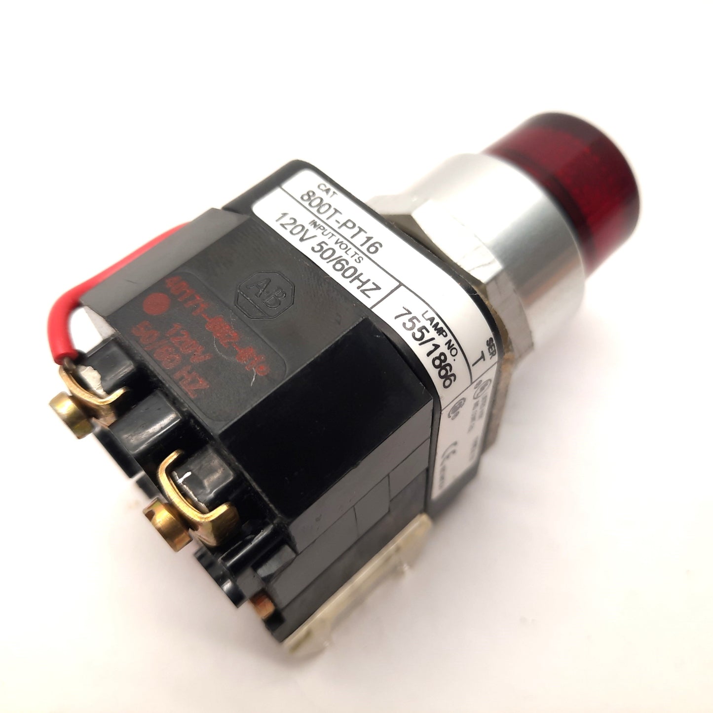 Used Allen Bradley 800T-PT16R Illuminated Push To Test Pilot light Button 120V Red