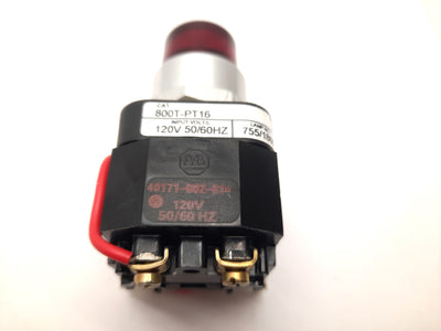 Used Allen Bradley 800T-PT16R Illuminated Push To Test Pilot light Button 120V Red
