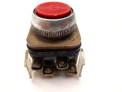 Used Allen Bradley 800T-A6B Momentary Pushbutton Switch, Flush, Red, 30mm 2-NC, 2-NO