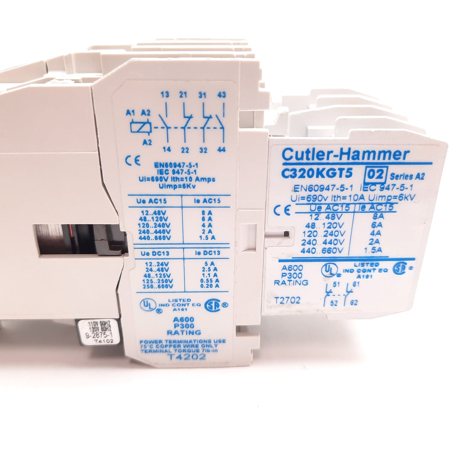 New – Open box Cutler Hammer D15CR24AB Relay Contactor, 4-Pole W/ 2x Aux 2x N/O 4x N/C 110/120V