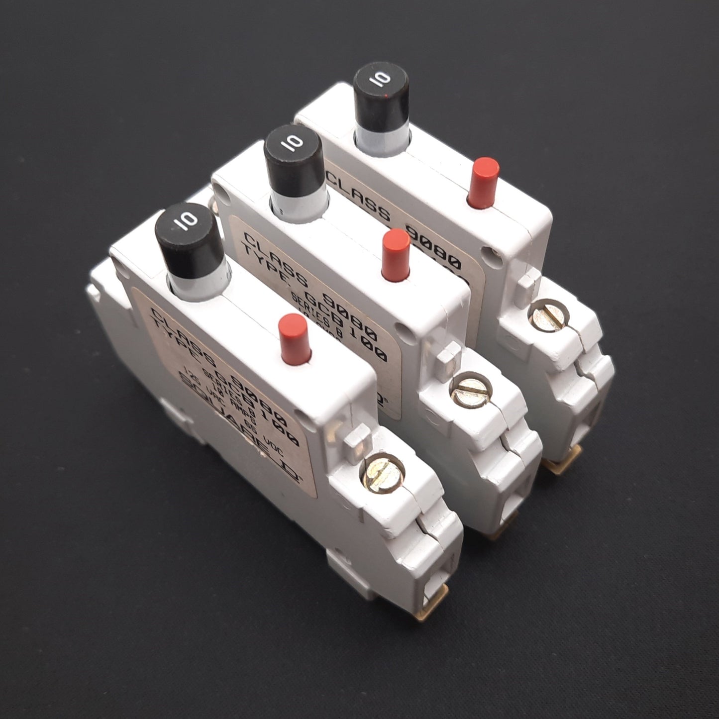Used Lot of 3 Square D GCB100 Circuit Breaker, Series B, Rating: 10A 125VAC 65VDC