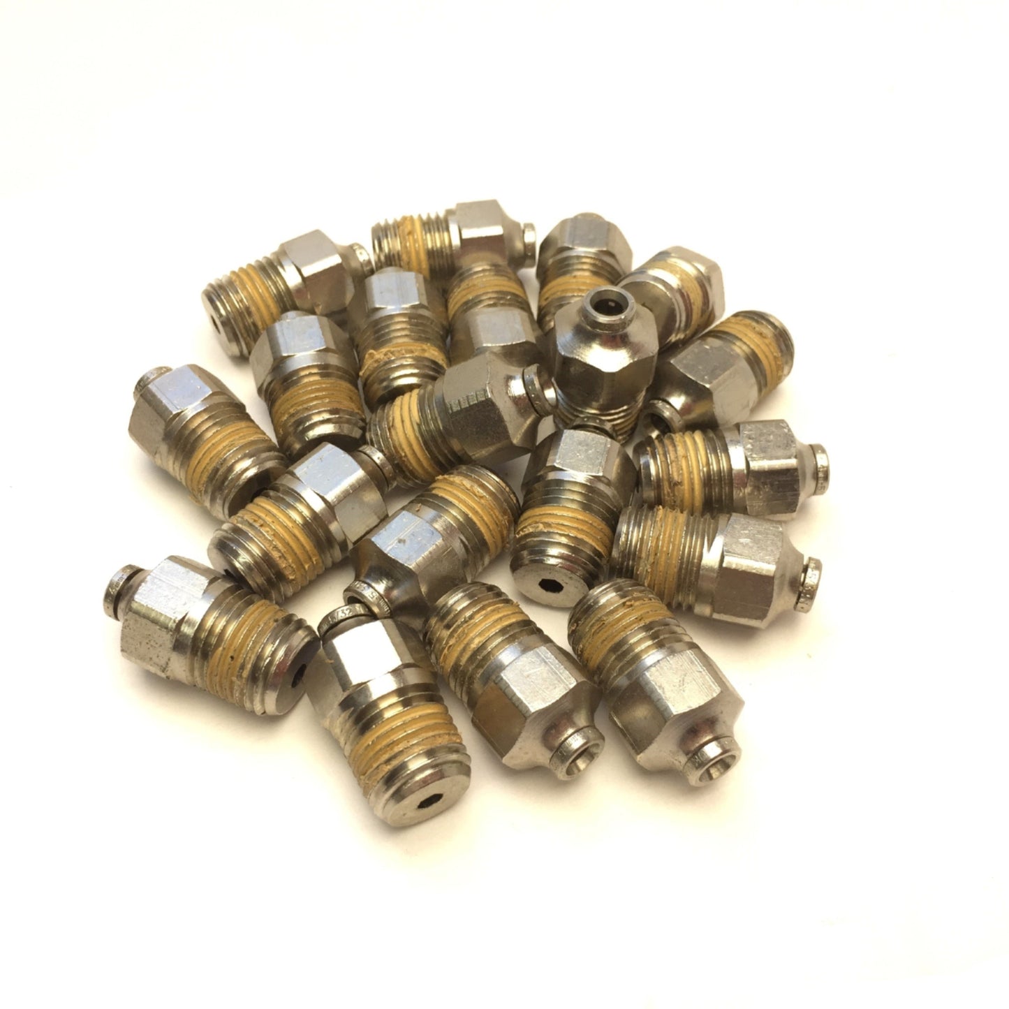 Used Lot of 20 Norgren 5/32 4mm Push Connect Nickel Plated Brass Tube Fitting UK Made