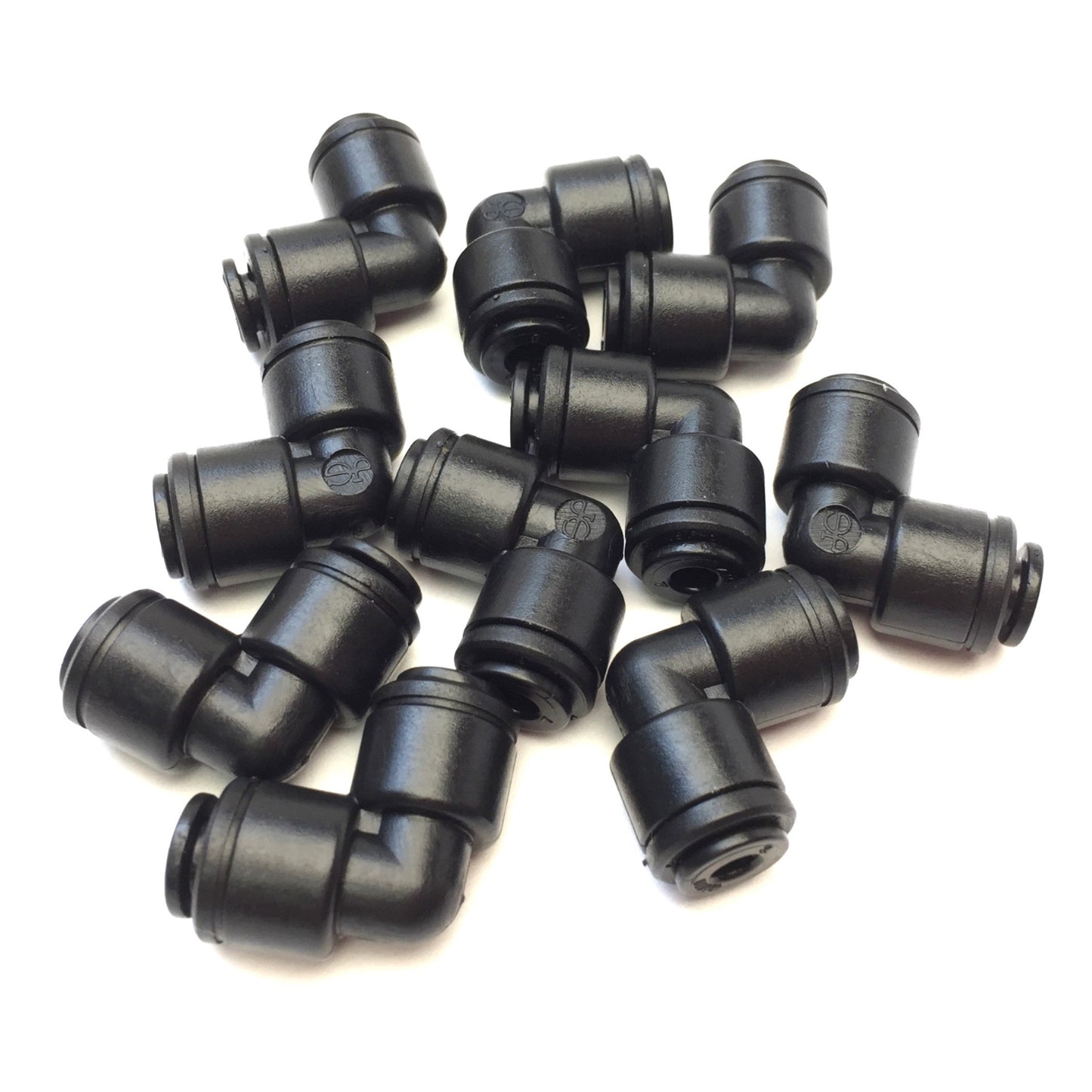 New – Open box Lot of 10 John Guest PM0304E Equal Elbow 4mm Push Connect Fitting, Acetal, Black