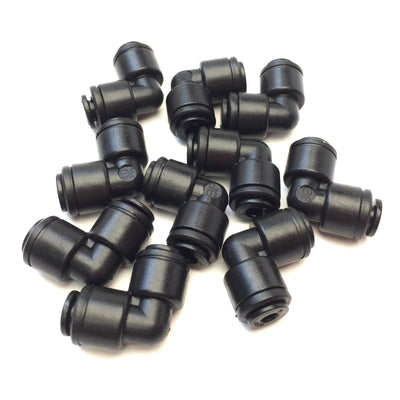 New – Open box Lot of 10 John Guest PM0304E Equal Elbow 4mm Push Connect Fitting, Acetal, Black
