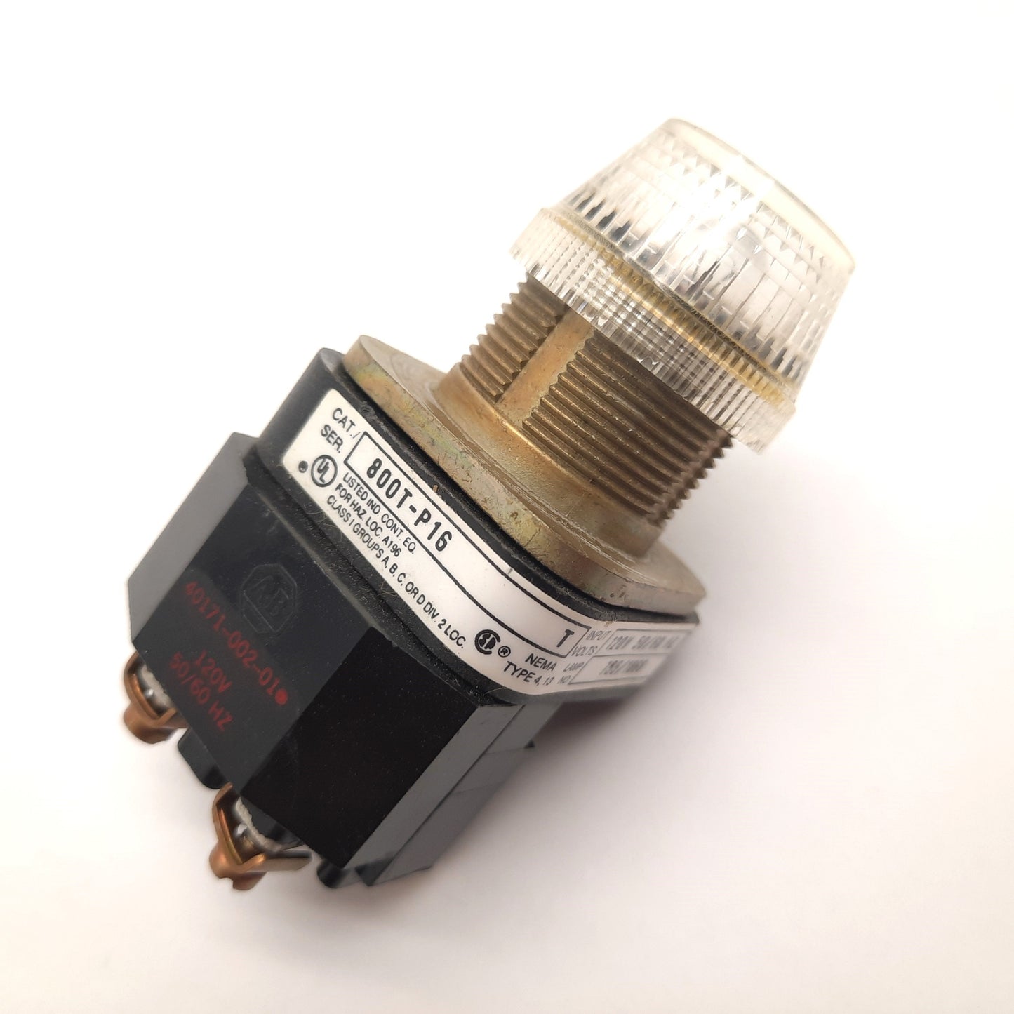 Used Allen Bradley 800T-P16C Clear Pilot Indicator Lights, 120V AC 50/60Hz