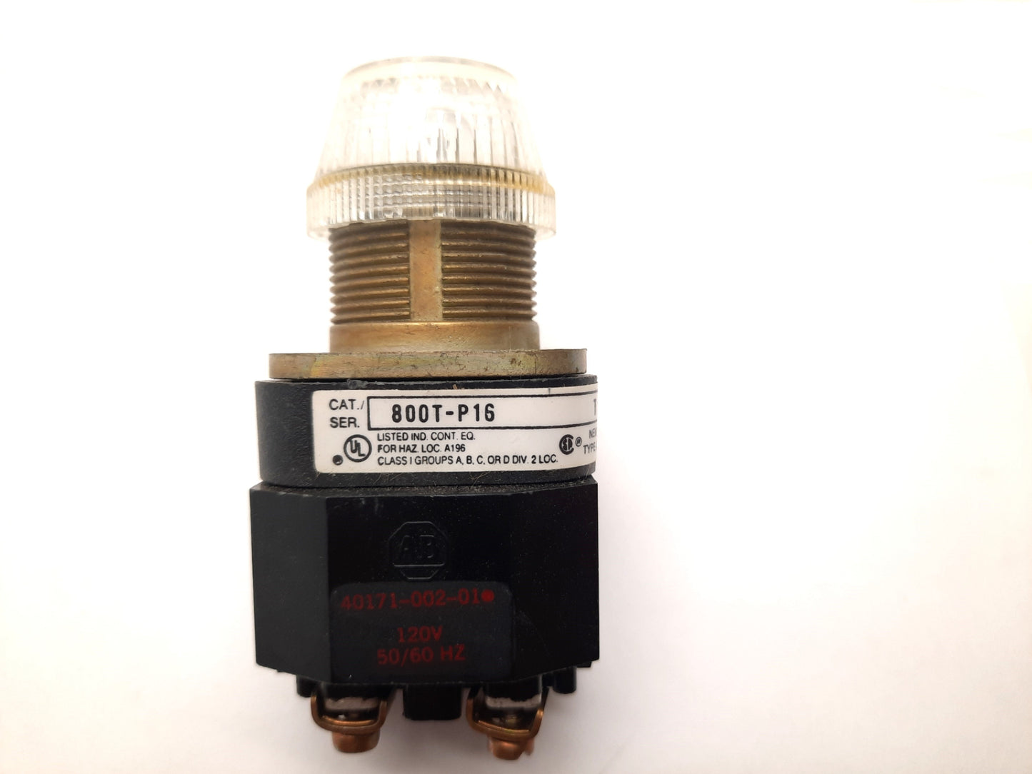 Used Allen Bradley 800T-P16C Clear Pilot Indicator Lights, 120V AC 50/60Hz
