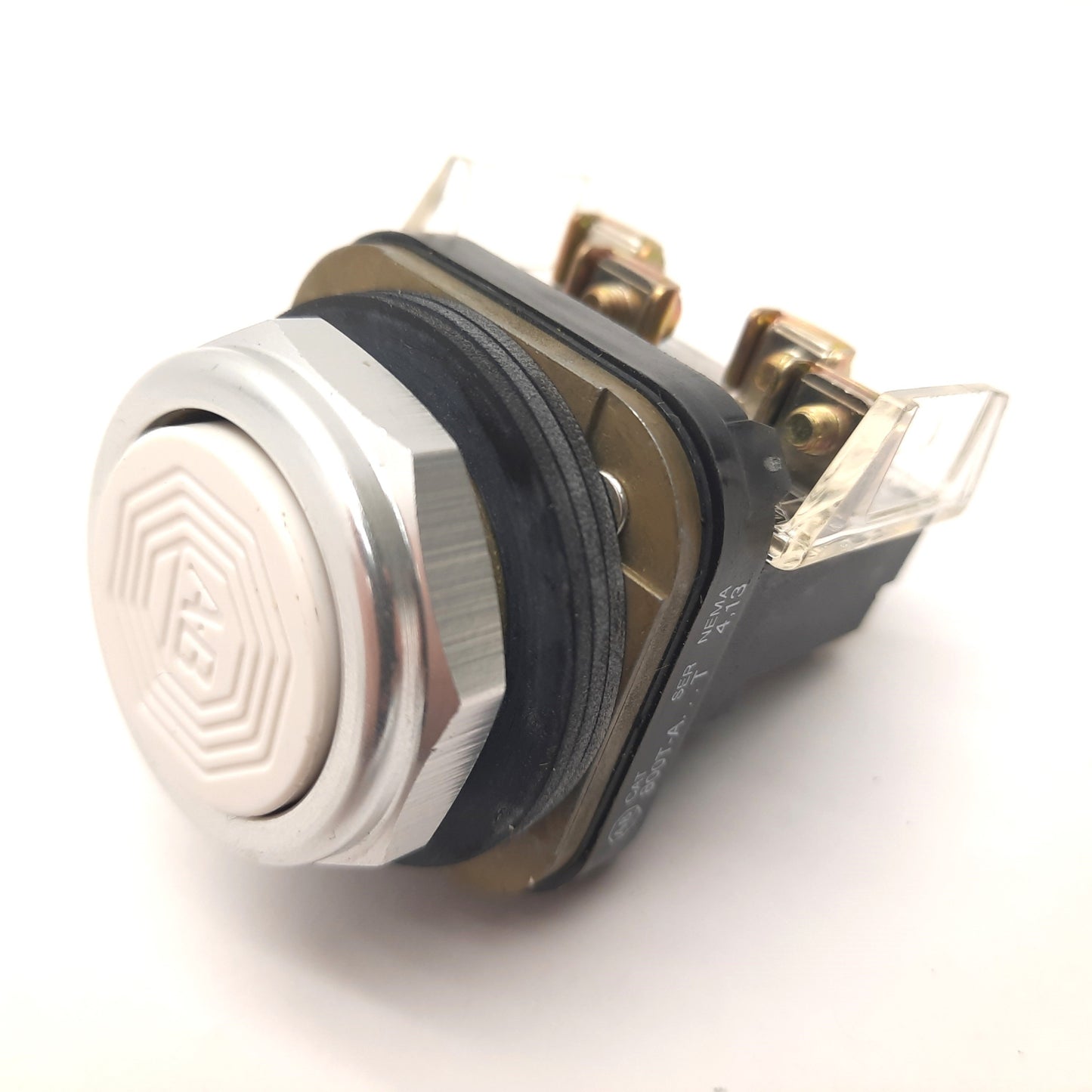 Used Allen Bradley 800T-A5A2 Momentary Pushbutton Switch, Flush, White, 30mm, 2-NO