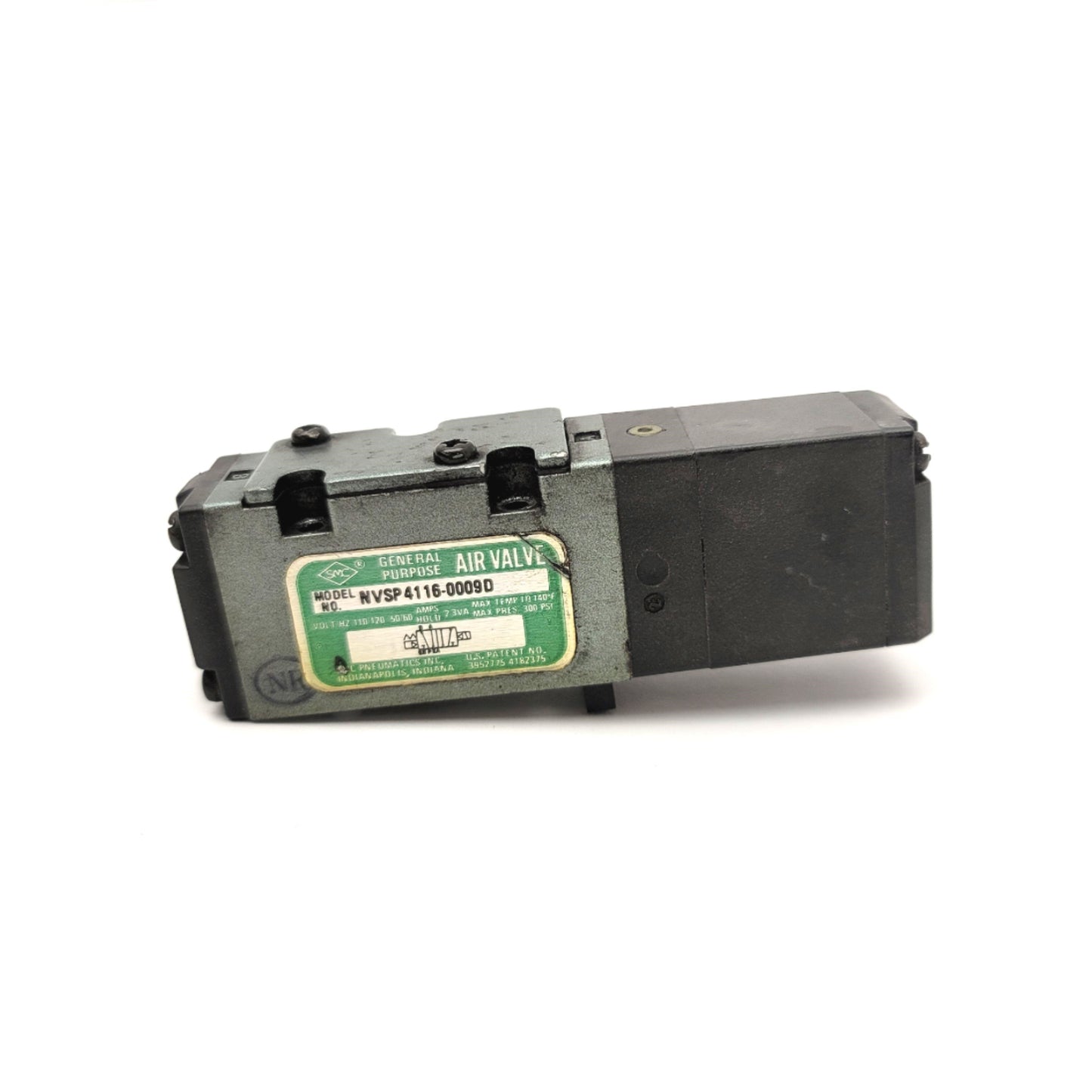 Used SMC NVSP4116-0009D General Purpose Air Valve 300psi Max, Coil: 120VAC 2.3VA