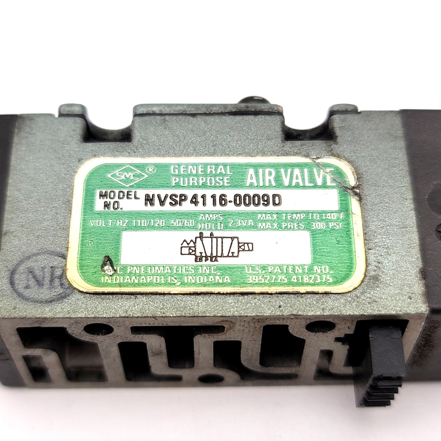 Used SMC NVSP4116-0009D General Purpose Air Valve 300psi Max, Coil: 120VAC 2.3VA