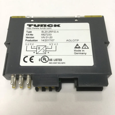 Used Turck BL20-2RFID-A Extension Module BL Ident Head Gateway Interface, 24VDC, 2CH