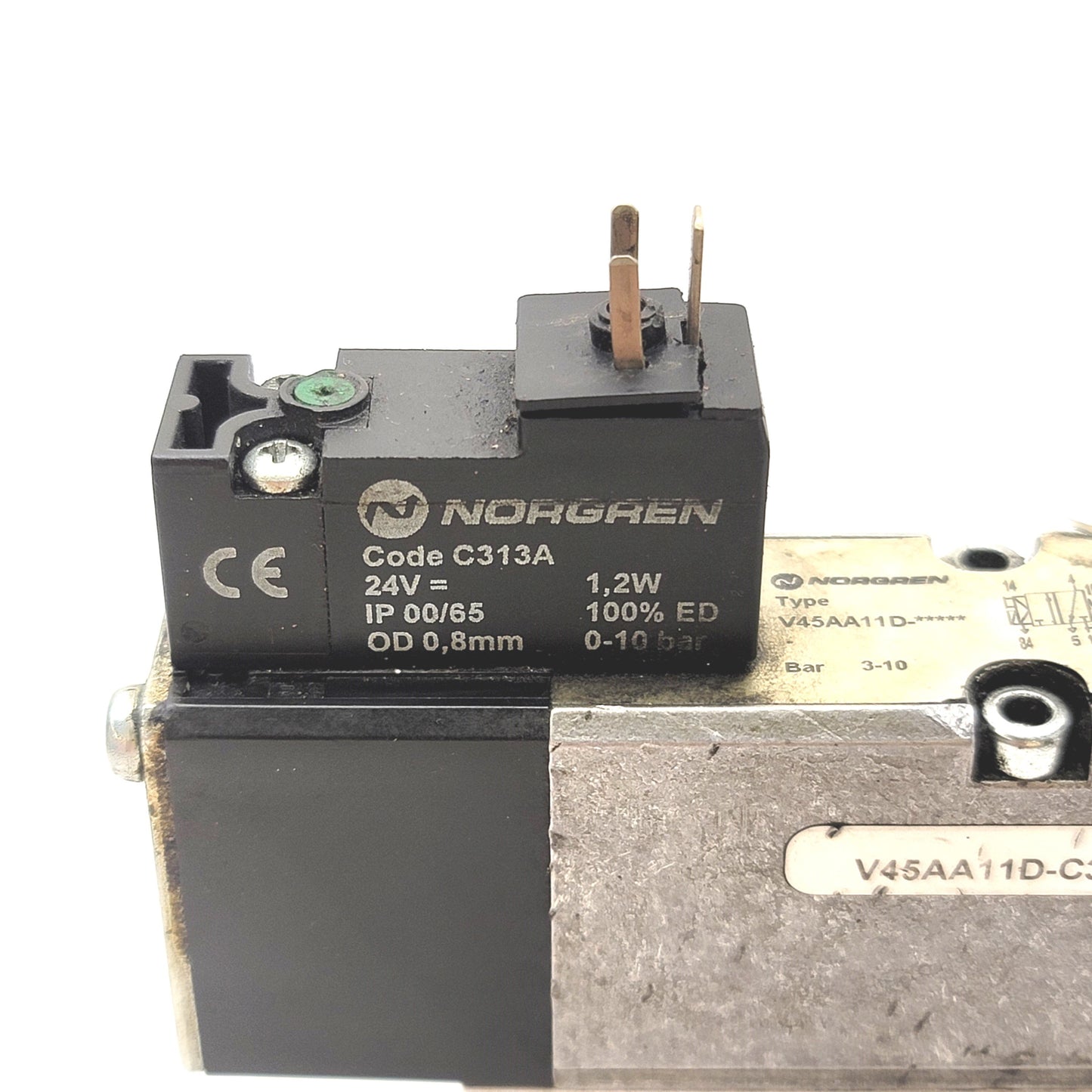 Used Norgren V45AA11D-C313A Solenoid Valve w/V70527-KA2 Pressure Regulator Plate 24V