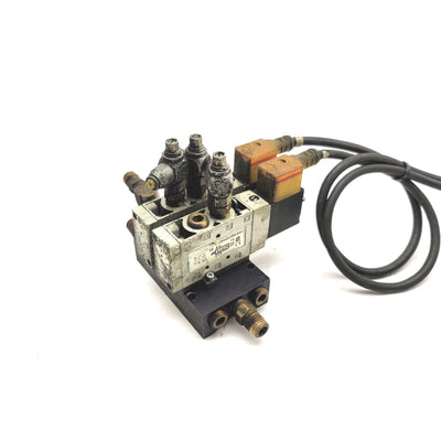 Used Bank Of 2 Numatics L12BA452B000061 Solenoid Valves On Manifold 4-Way 2-Pos 24VDC