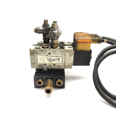 Used Bank Of 2 Numatics L12BA452B000061 Solenoid Valves On Manifold 4-Way 2-Pos 24VDC