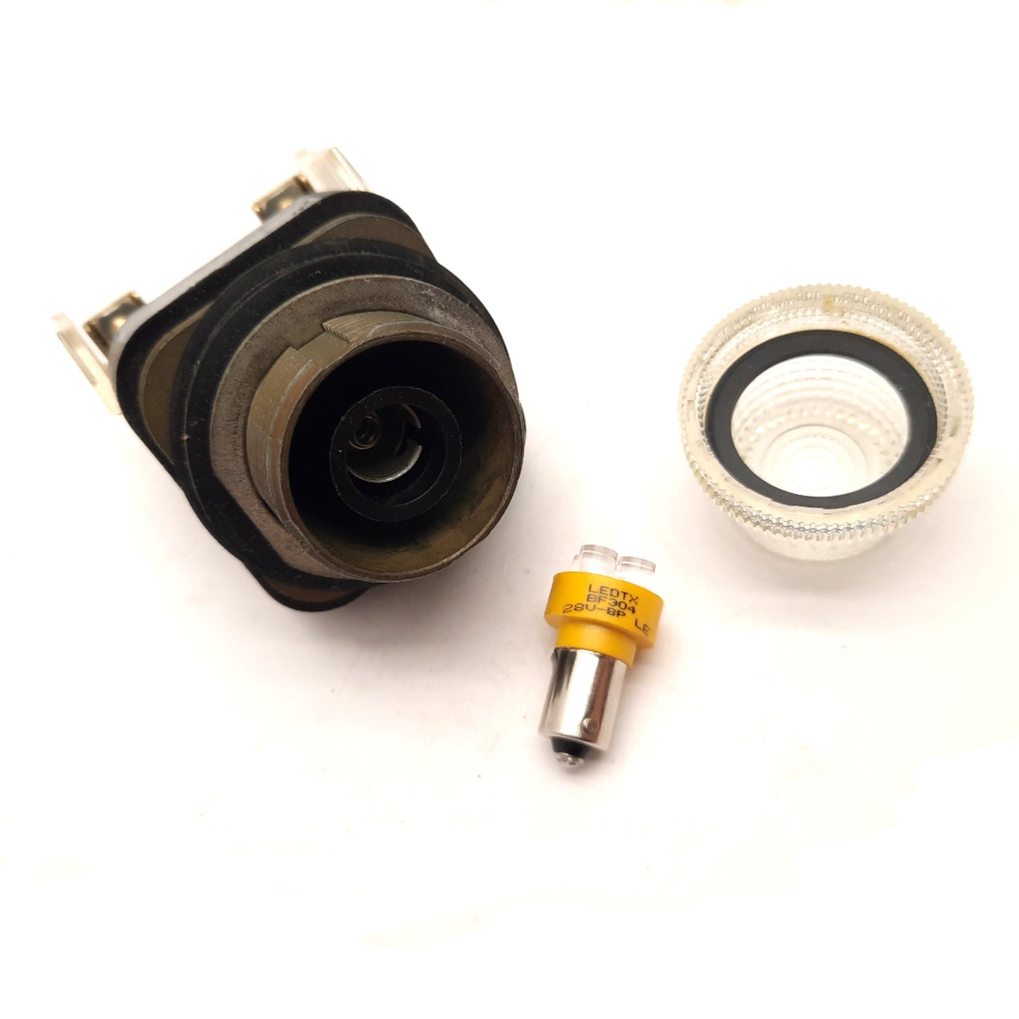 Used Allen Bradley 800T Clear Cover Pilot Indicator Light Super Yellow LED 28VDC