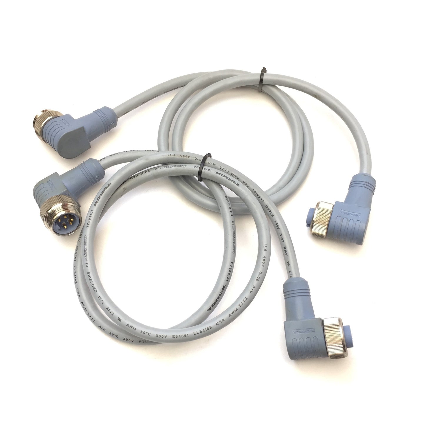 Used Lot of 2 Turck WSM WKM 5711-1M DeviceNet Minifast 5-Pin Media Male Female Cable