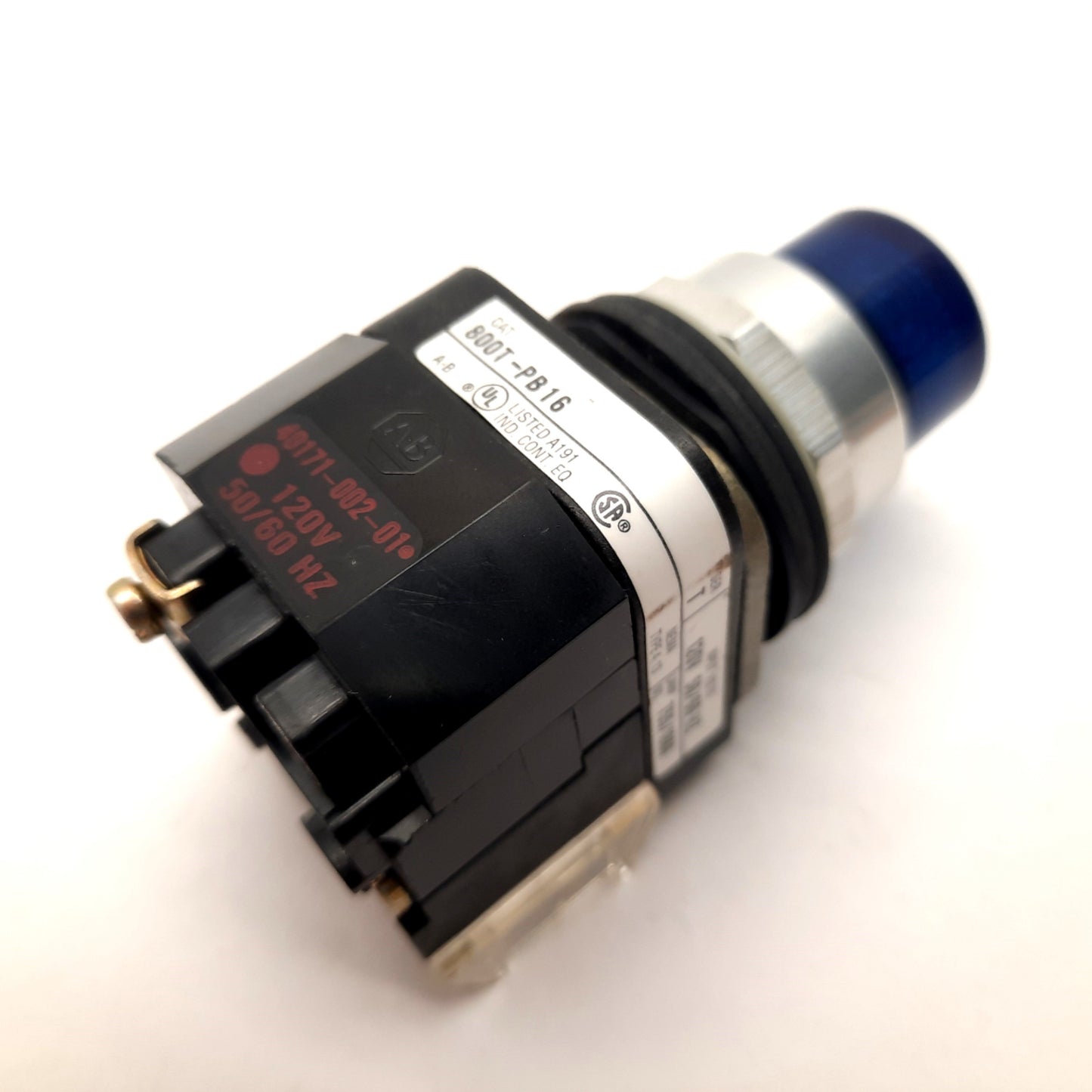 Used Allen Bradley 800T-PB16B Blue Illuminated Push Button Momentary Switch 120VAC