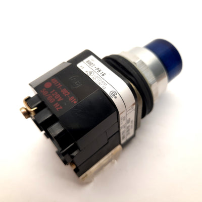 Used Allen Bradley 800T-PB16B Blue Illuminated Push Button Momentary Switch 120VAC