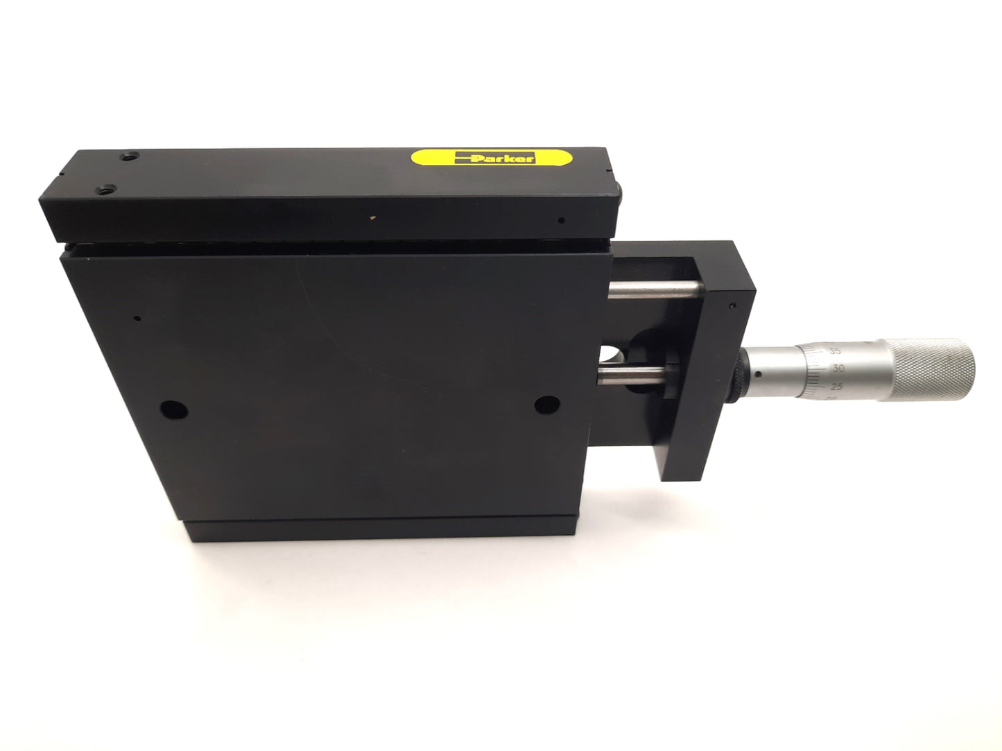Used Parker 4413 Ball Bearing Positioner Manual Stage, Micrometer: 25mm, 5 x 5" Stage