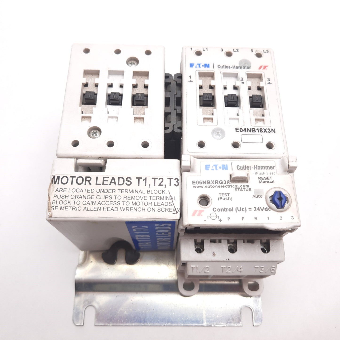 Used Eaton Cutler Hammer E501B18G3A Reversing Starter, B-Frame 45mm, 3-Pole, 6.3-20A