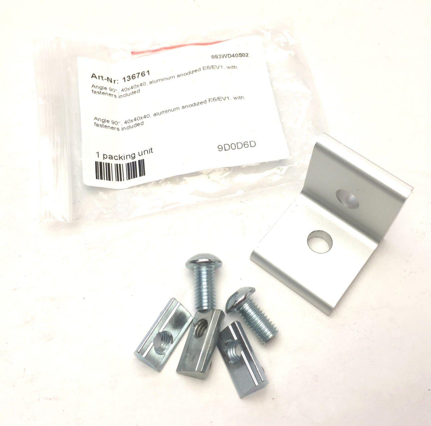 Used Lot of 6 Aluminum Extrusion Inside 90° Angle Corner Brackets 2-Holes, 40x40x40mm
