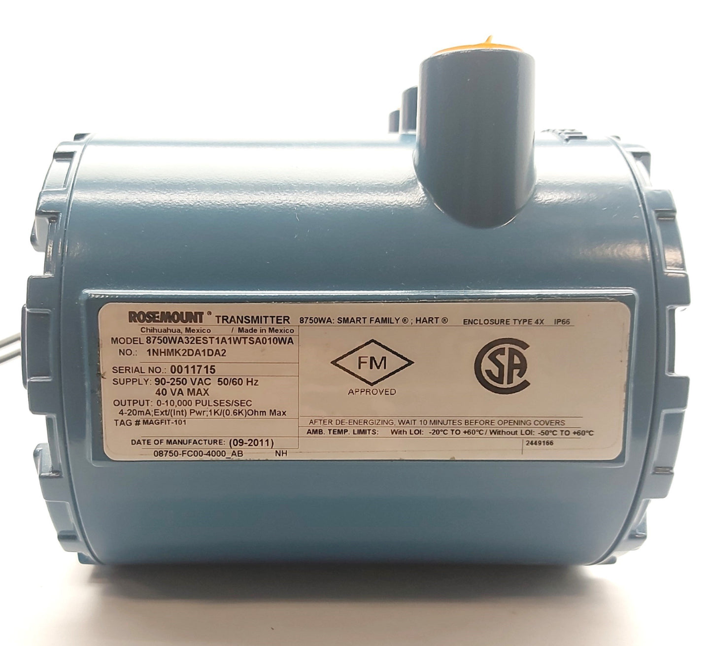 New – Open box Rosemount 8750WA32EST1A1WTSA010 Flowmeter 1"Pipe 30ft/sec 4-20mA/Pulse 90-250VAC