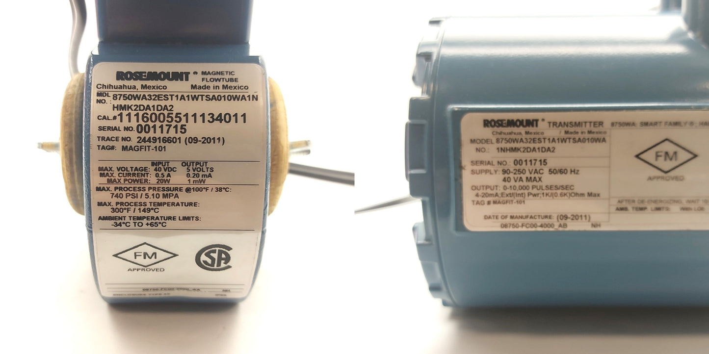 New – Open box Rosemount 8750WA32EST1A1WTSA010 Flowmeter 1"Pipe 30ft/sec 4-20mA/Pulse 90-250VAC