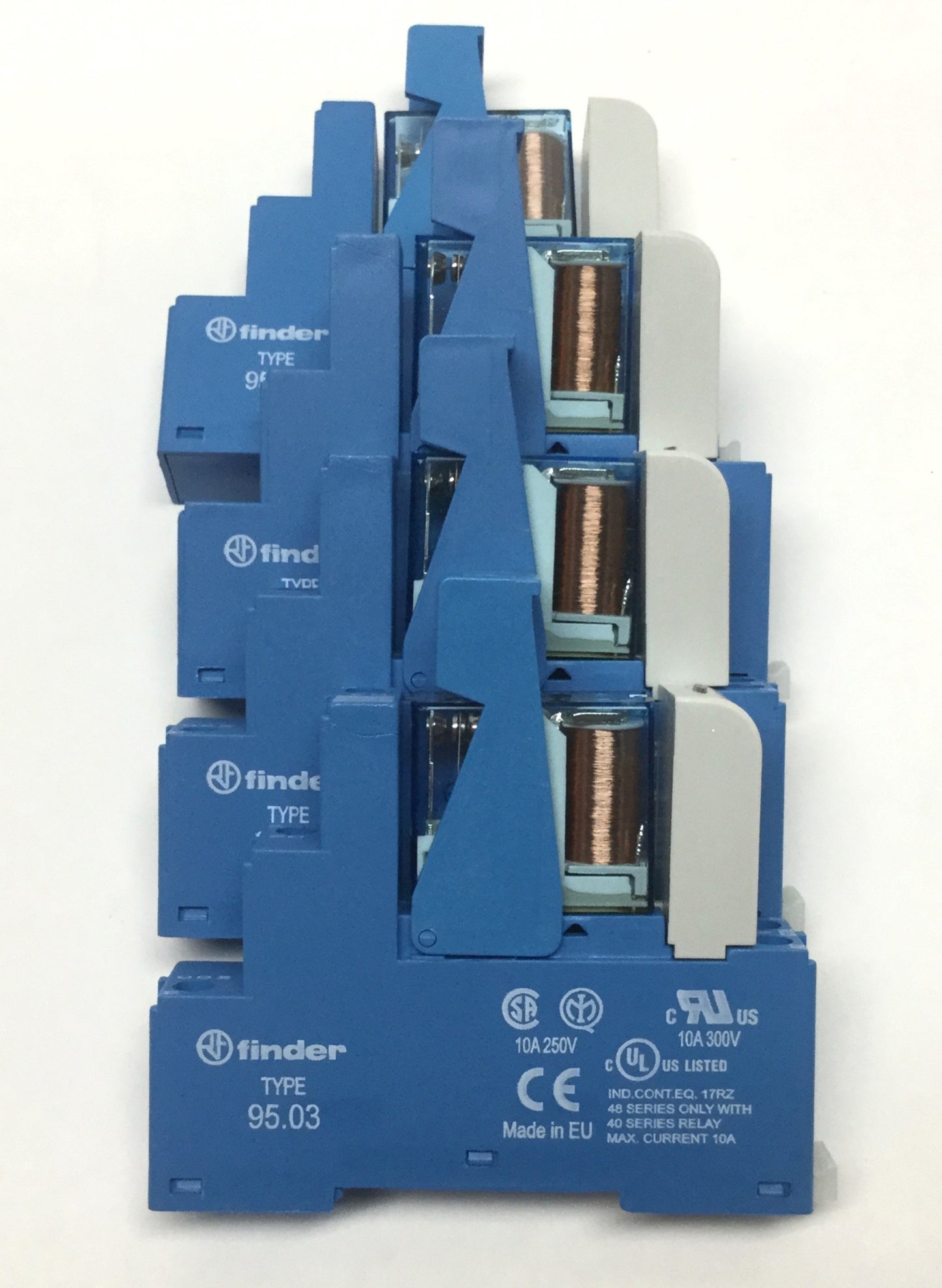 New – Open box Lot of 4 Finder 40.31.7.012.0000 Relays w/ Sockets SPDT, 250VAC 10A, 12VDC Coil