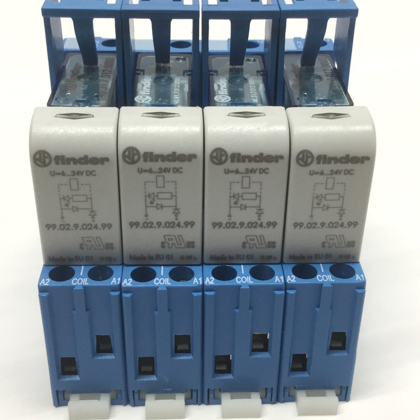 New – Open box Lot of 4 Finder 40.31.7.012.0000 Relays w/ Sockets SPDT, 250VAC 10A, 12VDC Coil