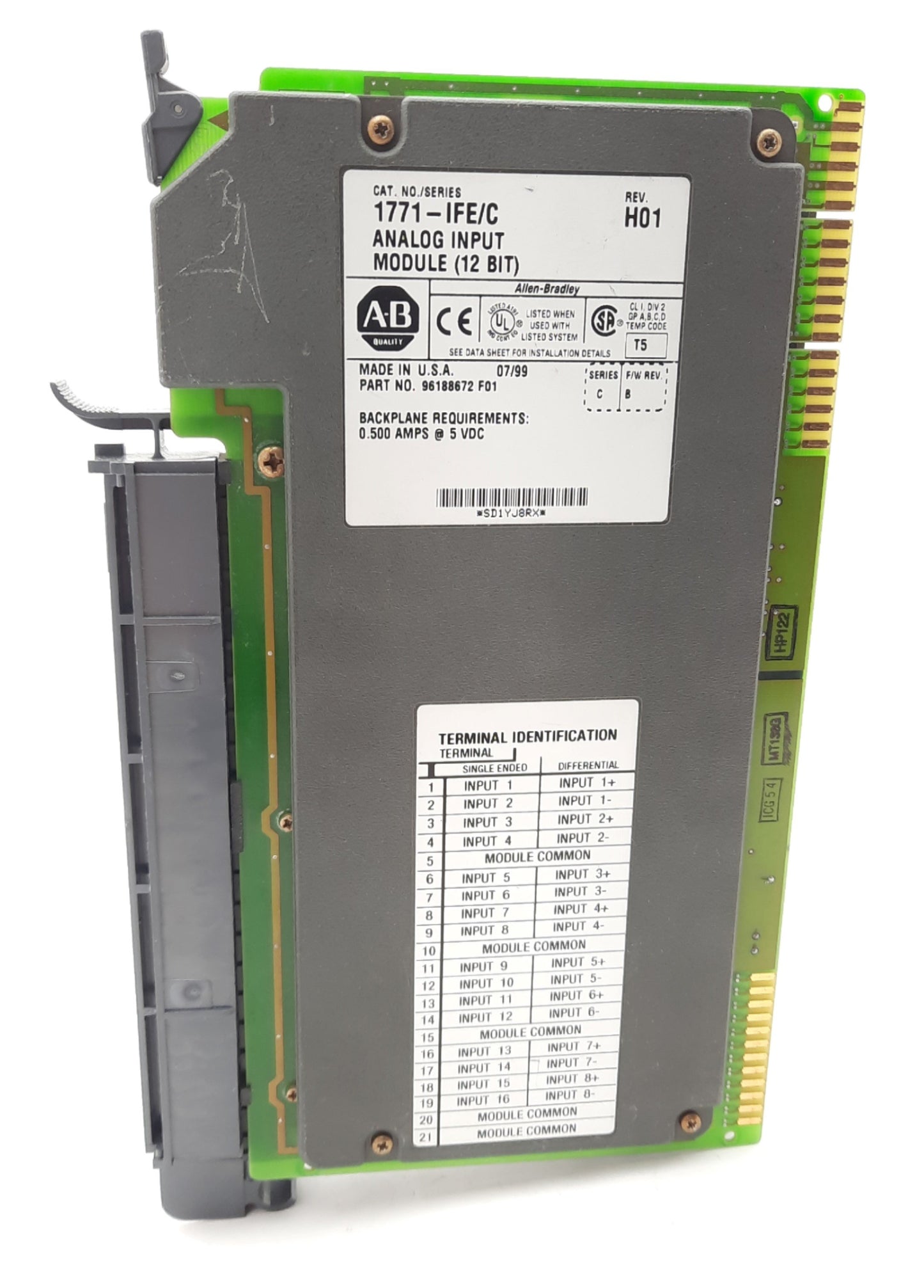 Used Allen Bradley 1771-IFE Series C Rev. H01 Analog Input Module 12 BIT .500A @ 5VDC