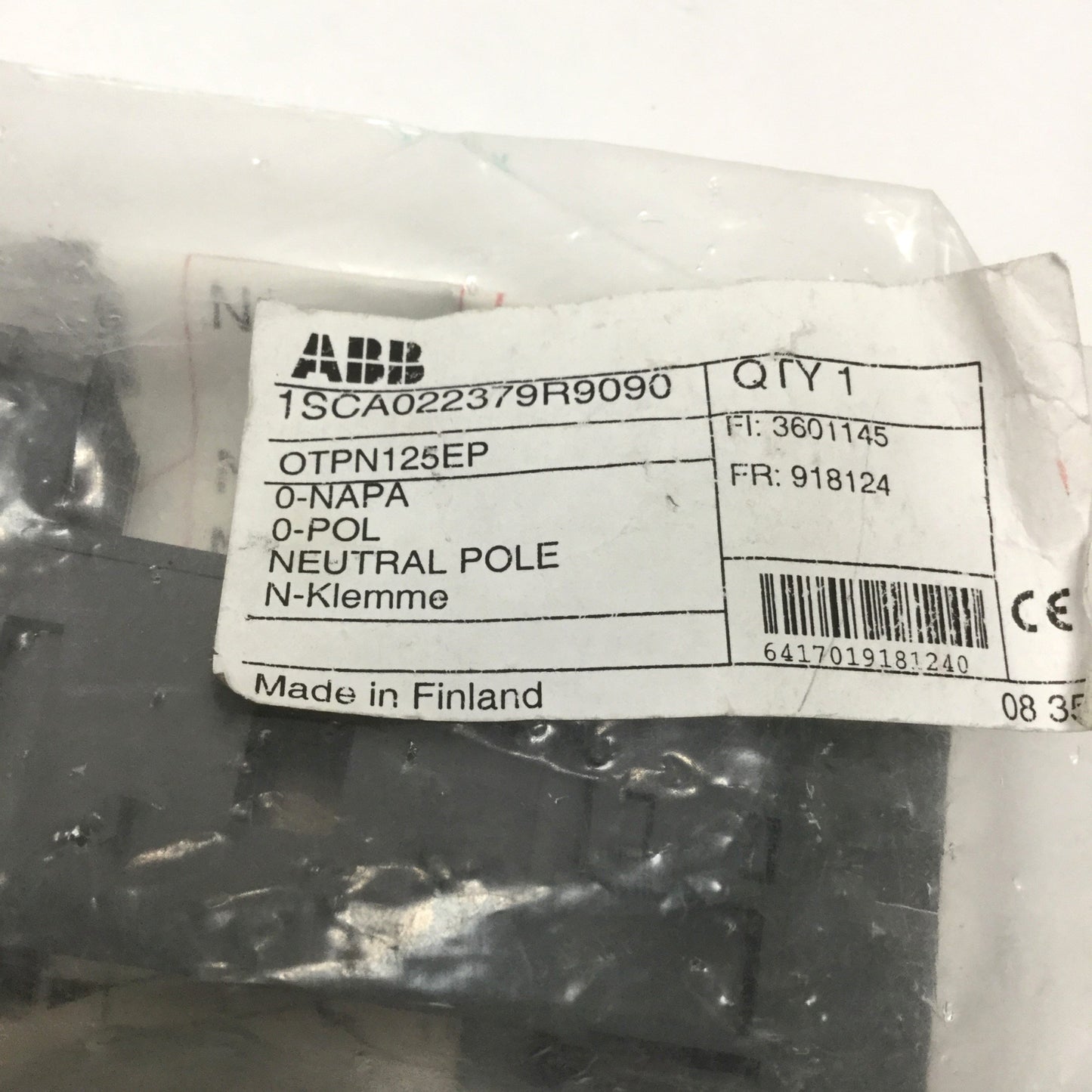 New – Open box Lot of 2 ABB OTPN125EP Fixed Neutral Pole for Disconnect Switch OT 100...125E3
