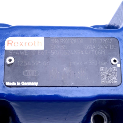 Used Bosch Rexroth R901328338 Operated Directional Control Valve Solenoid Actuation