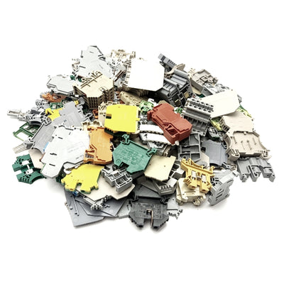 Used 3lbs of Randomly Assorted DIN Rail Terminal Blocks, Phoenix, WAGO, ME, Entrelec