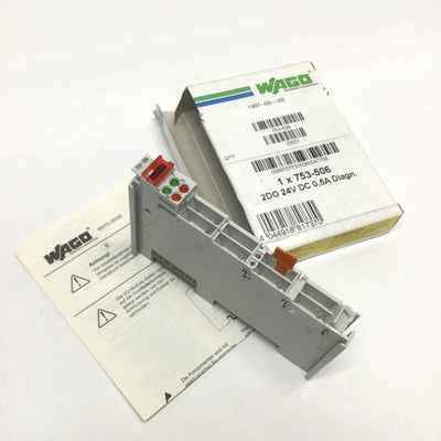 New Other WAGO 753-506 Digital Output Module, 2-Channel DO, 24VDC 0.5A, Diagnostic