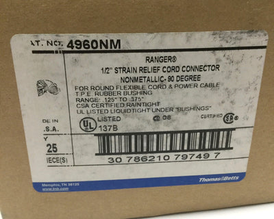 New – Open box Lot of 25 Thomas & Betts 4960NM Liquidtight Cable Gland Strain Relief Fittings