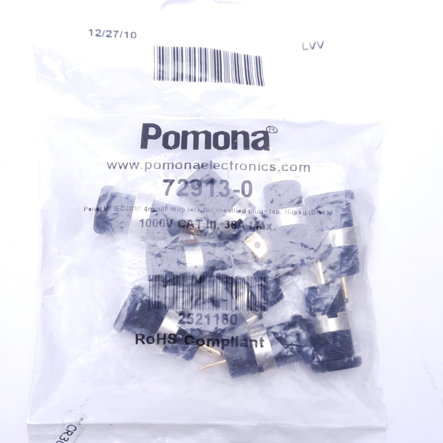 New Pomona Electronics 72913-0 Banana Connector for Panel MT, Female, 4mm, 10pck